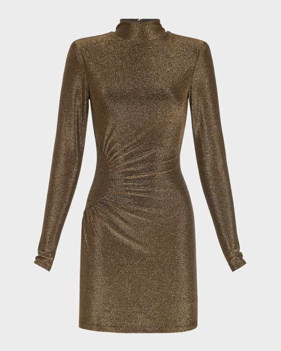 Amarylis Metallic Long-Sleeve Mini Dress